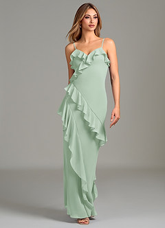 Azazie Danny Bridesmaid Dresses Agave Mermaid Ruched Chiffon Dress image4