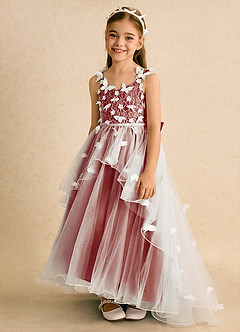 Azazie Darlina Blumenmädchenkleider Ballkleid Spitze Tüll Kleid Elfenbein Terrakotta image6