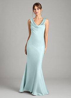 Azazie Rylina Bridesmaid Dresses Sea Glass Mermaid Stretch Satin Dress image1