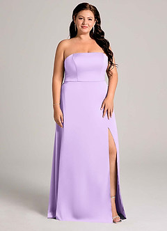 Azazie Wren Bridesmaid Dresses Lilac A-Line Strapless Stretch Satin Convertible Dress image11