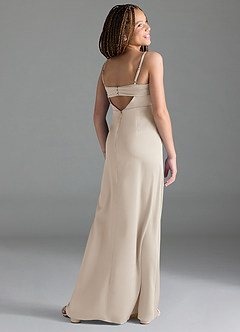 Azazie Leonis Junior Frost A-Line Pleated Stretch Satin Dress image5