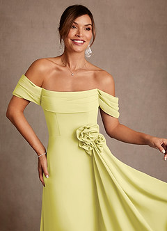Azazie Amherst Mother of the Bride Dresses Lemon Sorbet A-Line Off the Shoulder Chiffon Dress image6