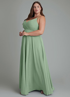 Azazie Amani Bridesmaid Dresses Matcha A-Line Pleated Chiffon Dress image11