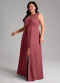 Azazie Phaedra Bridesmaid Dresses Merlot A-Line One Shoulder Chiffon Dress image6