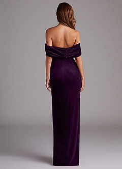 Azazie Shay Bridesmaid Dresses Grape Sheath Off the Shoulder Velvet Convertible Dress image3