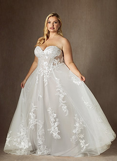 Azazie Aurorie Vestidos de novia Vestido de Diamante Blanco de Tul de Corte en A con Lentejuela image9