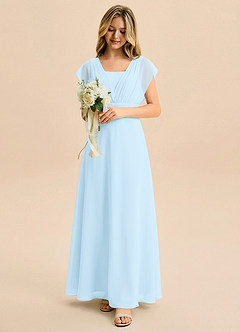 Azazie Soline Junior Klä av A-Line i Chiffong Plisserad image5