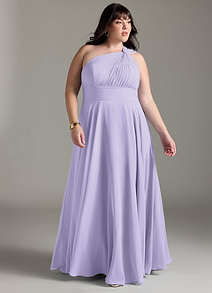 Azazie Charlize Robes de demoiselle d'honneur Robe Trapèze en Mousseline de soie Ue épaule Lilas image3