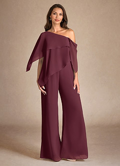 Azazie Halima Abiti per la Madre della Sposa Abito Tuta Pantaloni in Chiffon Spacco Laterale Cabernet image1