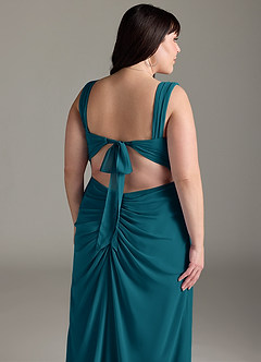 Azazie Jesaphine Bridesmaid Dresses Ink Blue Sheath Bow Chiffon Dress image14