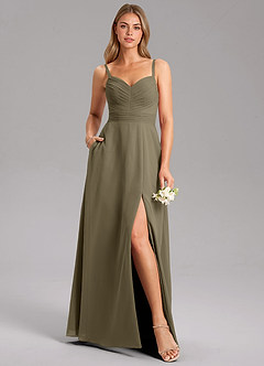 Azazie Terese Bridesmaid Dresses Willow Green A-Line Pleated Chiffon Dress image6