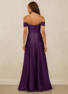 Christian Siriano Bridal for Azazie 1002 Bridesmaid Dresses Grape A-Line Off the Shoulder Stretch Satin Convertible Dress image6