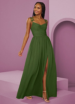Barbie ♥ Azazie Bridesmaid Dresses Olive A-Line Pleated Chiffon Dress image15