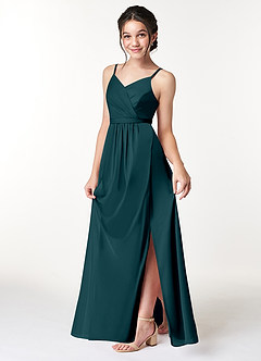 Azazie Luxy Junior Pine Pleated Mesh Dress image4