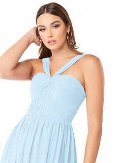 Azazie Dionne Bridesmaid Dresses Sky Blue A-Line Corset Chiffon Dress image6