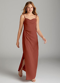 Azazie Mai Junior Auburn Sheath Pleated Chiffon Dress image4