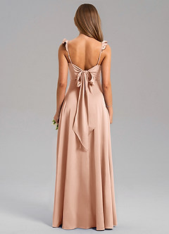 Azazie Everett Bridesmaid Dresses Rose Gold A-Line Stretch Satin Dress image2