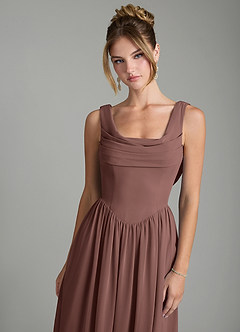 Azazie Novi Bridesmaid Dresses Espresso A-Line Pleated Chiffon Dress image6