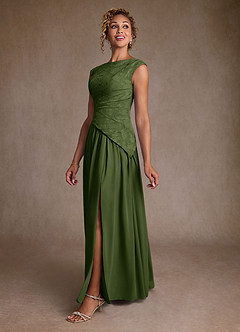 Azazie Kalleen Abiti per la Madre della Sposa Abito A-Line in Chiffon Plissettato Oliva image4
