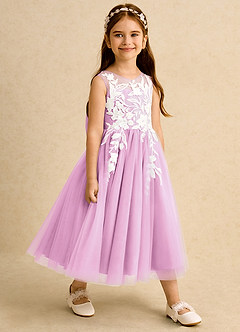 Azazie Sundae Robe Demoiselle D'honneur Fillette Robe Princesse en Dentelle Rose Bonbon image4