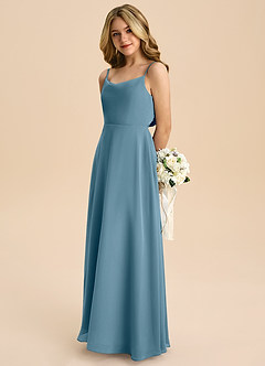 Azazie Shale Junior Bermuda A-Line Bow Chiffon Dress image6