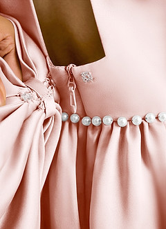 Azazie Daisies Jurken voor bloemenmeisjes Baljurk Jurk van Mat Satijn Boog Blozend Roze image8