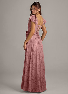 Azazie Aricella Bridesmaid Dresses Dusty Rose A-Line Corset Floral Burnout Dress image4