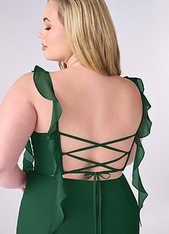 Barbie ♥ Azazie Brautjungfernkleider Meerjungfrau-Linie Korsett Chiffon Kleid Dunkelgrün image10