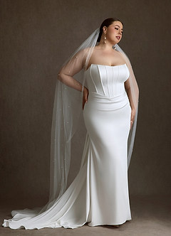Azazie Cherity Wedding Dresses Diamond White Mermaid Strapless Crepe Back Satin Dress image8
