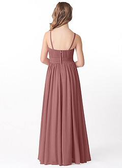 Azazie Astrid Junior Desert Rose A-Line Floral Chiffon Dress image2