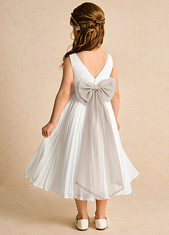 Azazie Margot Flower Girl Dresses Ivory Frost A-Line Pleated Chiffon Dress image5