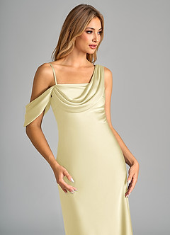 Azazie Celina Final Sale Espresso Sheath One Shoulder Stretch Satin Dress image7