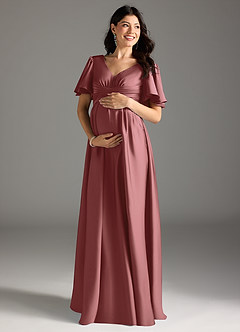 Azazie Verna Abiti da damigella d'onore premaman Abito A-Line Increspato Raso Elasticizzato Floor-Length image3