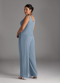 Azazie Frances Kleider für die Brautmutter Overall/Jumpsuit Schaufel Gittergewebe Kleid Staubblau image13