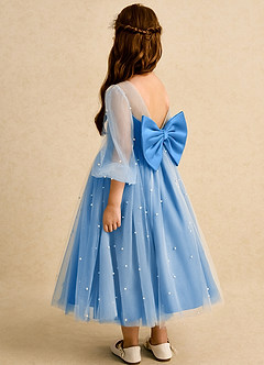 Azazie Trudy Blumenmädchenkleider Ballkleid Herzausschnitt Tüll Kleid Blauhäher image7
