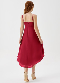 Azazie Mariam Junior Scarlet A-Line Pleated Chiffon Dress image6