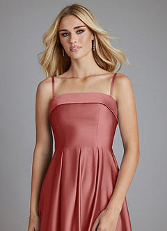 Azazie Lucienne Bridesmaid Dresses Antique Rose A-Line Strapless Stretch Satin Convertible Dress image5