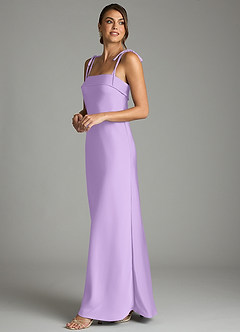 Azazie Ellia Abiti da Damigella Abito Tubino in Raso Elasticizzato Fiocco Lilla image4