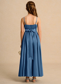 Azazie Pebbles Junior Formal Flower Girl Dresses Twilight A-Line Pleated Matte Satin Dress image2