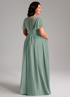 Azazie Verna Brautjungfernkleider für Schwangere A-Linie V-Hals Gerüscht Chiffon Bodenlänge Kleid image11