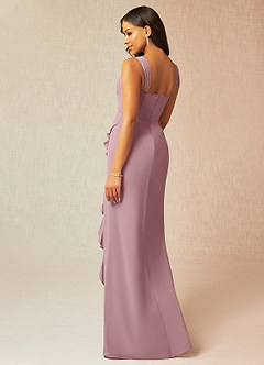 Azazie Camellia Bridesmaid Dresses Sheath Lace Chiffon Floor-Length Dress image2