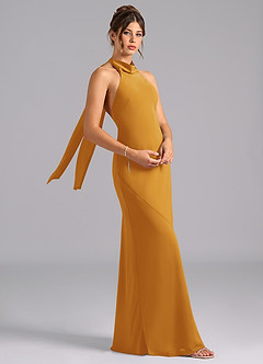 Azazie Velli Bridesmaid Dresses Butterscotch Mermaid Bow Chiffon Dress image3