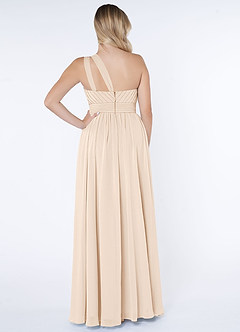 Azazie Molly Bridesmaid Dresses White Alabaster A-Line One Shoulder Chiffon Dress image2