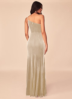 Azazie Kala Final Sale Champagne A-Line One Shoulder Velvet Dress image2