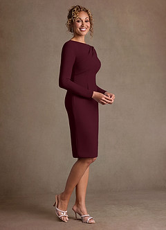 Azazie Merian Suknie dla Matki Panny Młodej Kolumna Pofałdowany Rozciągliwy Krep Długość do kolan Sukienka image4