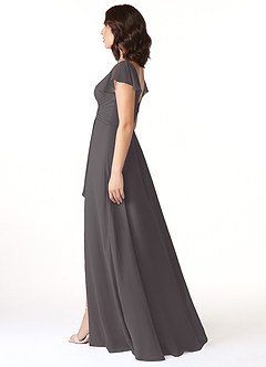 Azazie Omari Vestidos de damas de honor Vestido de Gris Acero de Gasa de Corte en A image3