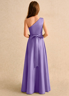 Azazie Puddles Girls Formal Jurken voor bloemenmeisjes A-Lijn Jurk van Mat Satijn One-Shoulder Tahiti image3