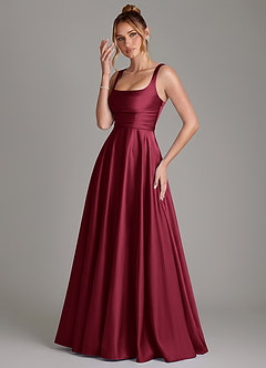 Azazie Azaria Bridesmaid Dresses Burgundy A-Line Corset Stretch Satin Dress image3