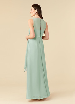 Azazie Marchioness Kleider für die Brautmutter A-Linie Schaufel Gefaltet Chiffon Kleid Agave image4