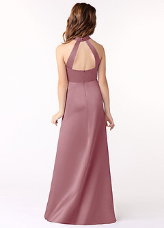 Azazie Laurel Junior Vintage Mauve A-Line Stretch Satin Dress image3